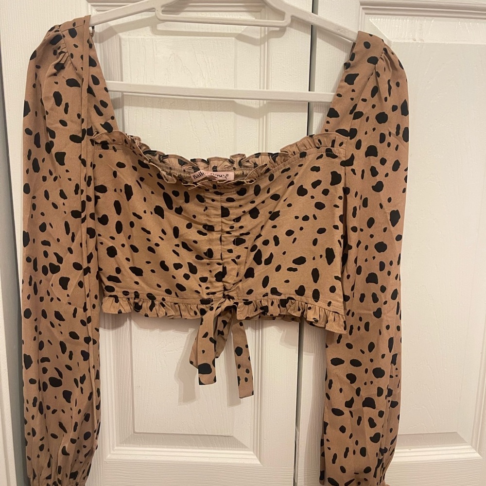 Trendy Tan Polka Dot Women's Skirt Set